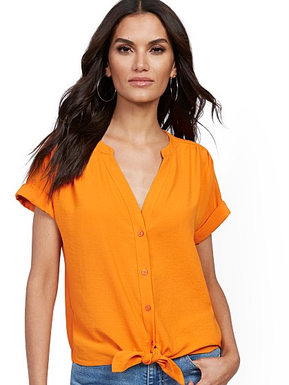 39.95 SS TIE FRONT SHIRT