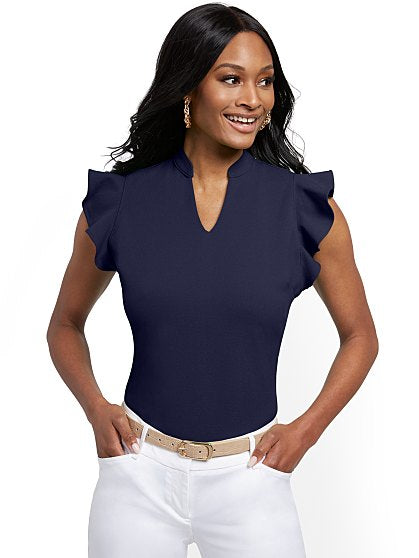 44.95 SPLIT NECK RUFFLE