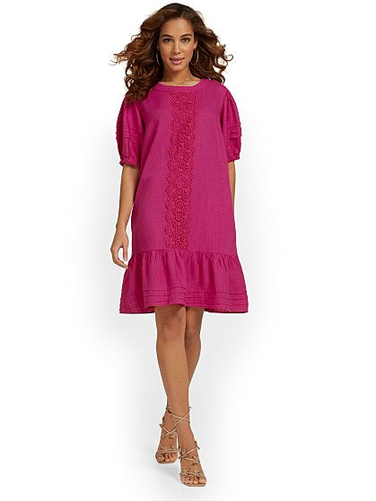 79.95 PUFF SLV LINEN DRES