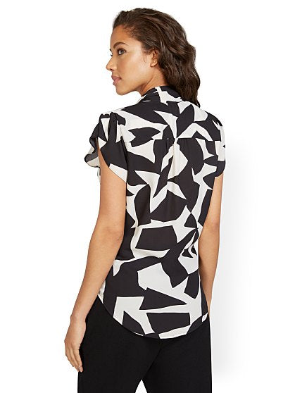 54.95 PRINT BOW BLOUSE