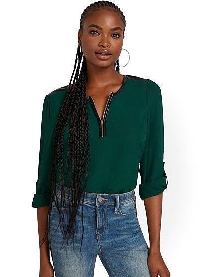 49.95 ZIP FRONT BLOUSE
