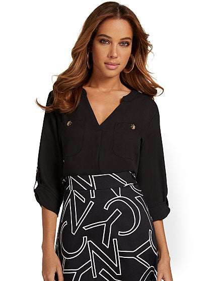 54.95 TAB SLV BLOUSE PKTS