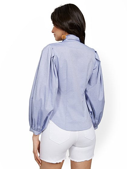 64.95 T BOW NECK CHAMBRAY
