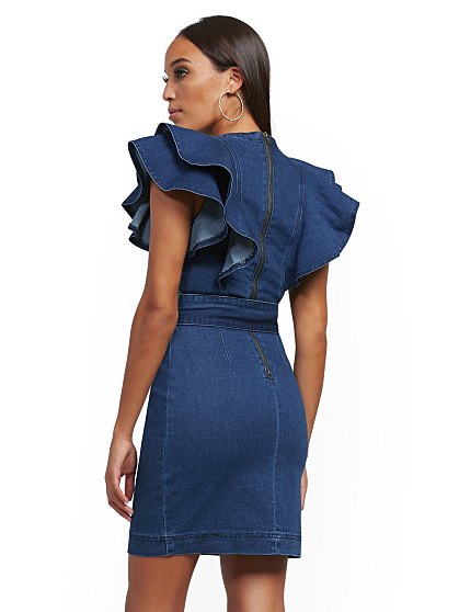 79.95 RUFFLE DENIM DRESS