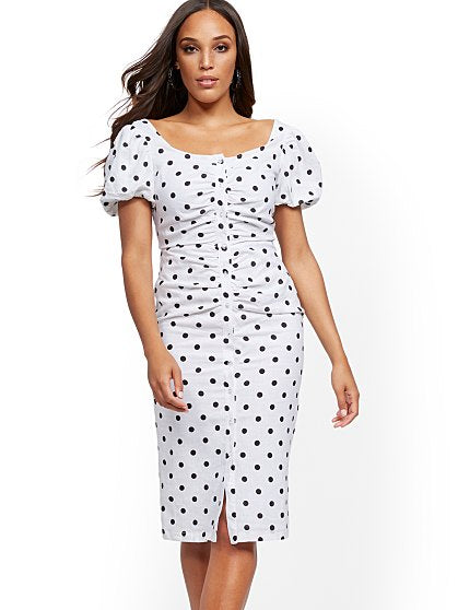 79.95 PUFF SLV MIDI DRESS