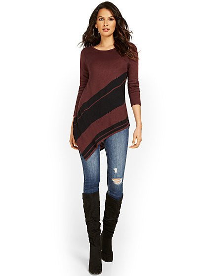 49.95 STRIPE ASYM TUNIC