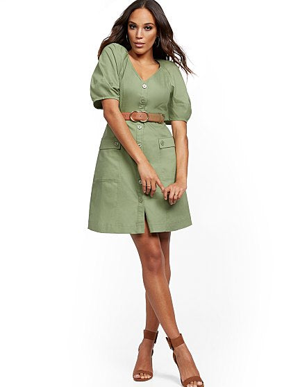 79.95 VNECK BTN SHRT DRES