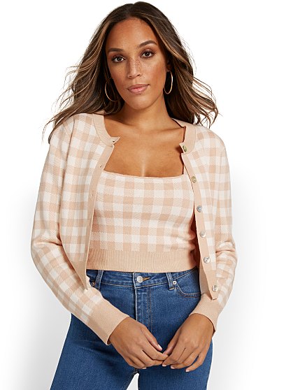 79.95 2 PC PLAID CARDI