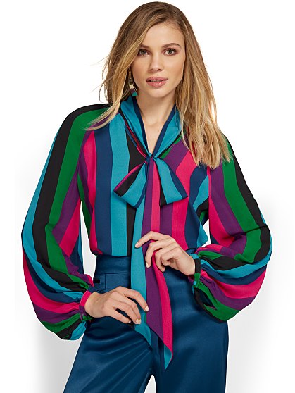59.95 TIE NECK LS BLOUSE
