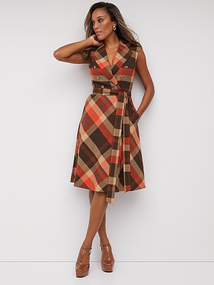 89.95 PLAID BELTED FLAREA