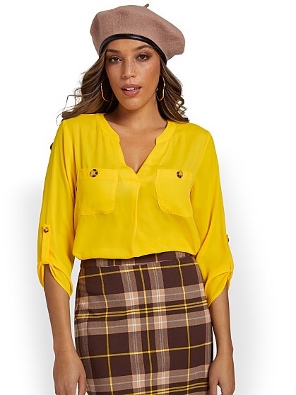 54.95 TAB SLV BLOUSE PKTS