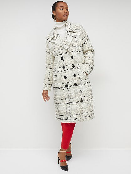 279.95 TWEED PLAID TRENCH