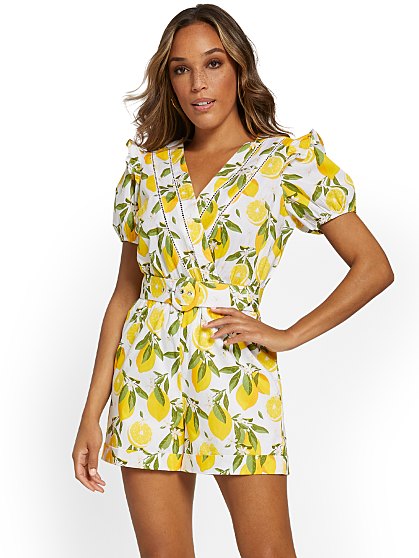79.95 LEMON BELTED ROMPER