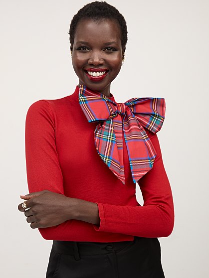 64.95 TARTAN BOW SWEATER