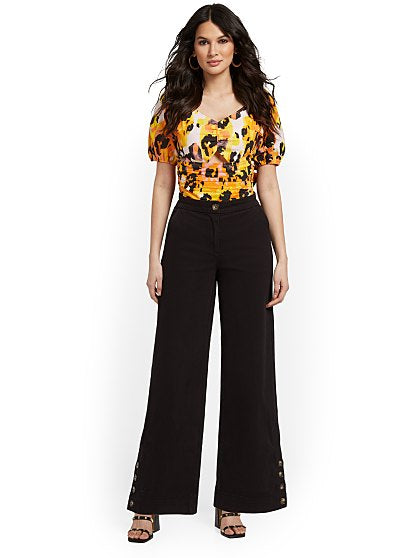 74.95 TWILL BUTN WIDE LEG