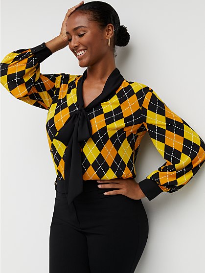59.95 LS ARGYLE BOW BLOUS