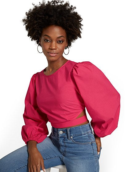 54.95 TIE BACK POPLIN TOP