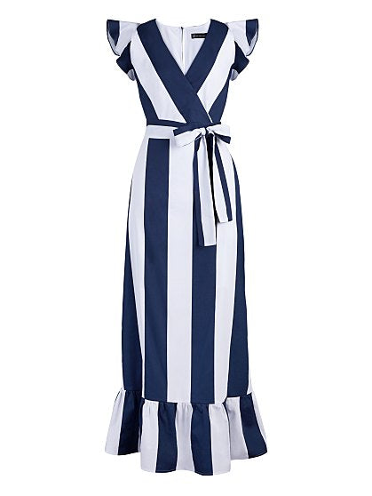89.95 FLOUNCE STRIPE MAXI