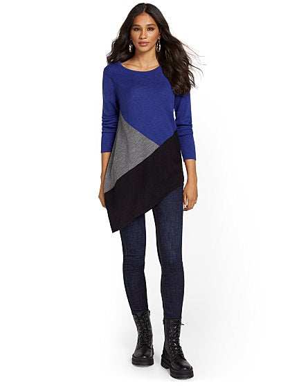 49.95 CLRBLK ASYM TUNIC