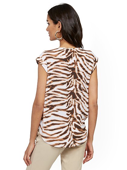 39.95 SPLIT NECK T ZEBRA