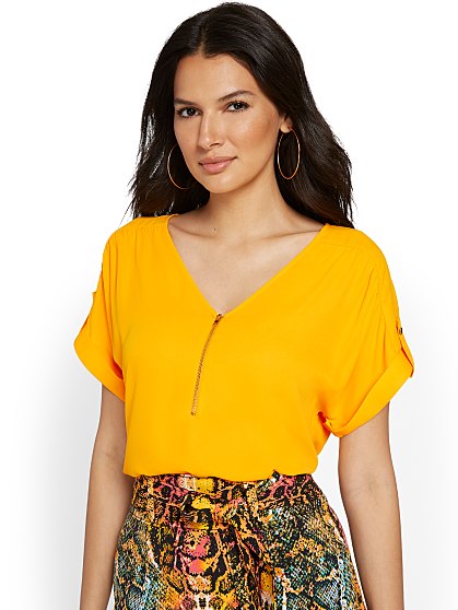 49.95 ZIP FRONT BLOUSE