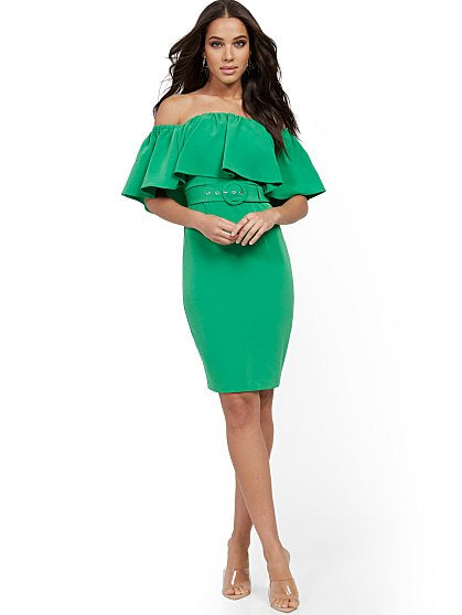 69.95 FLOUNCE SHEATH DRES