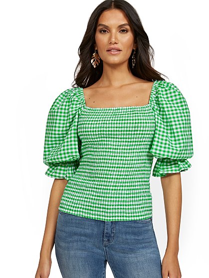 54.95 OFF SHOULDER GINGHA