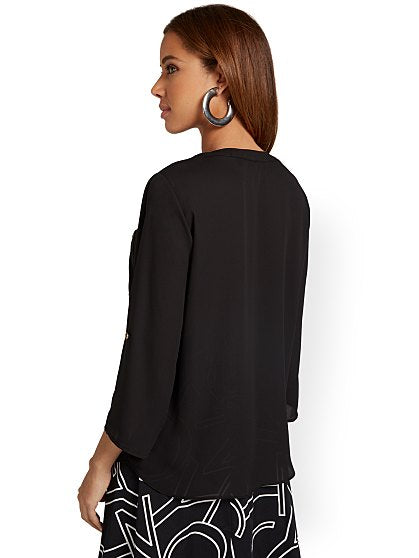 54.95 TAB SLV BLOUSE PKTS
