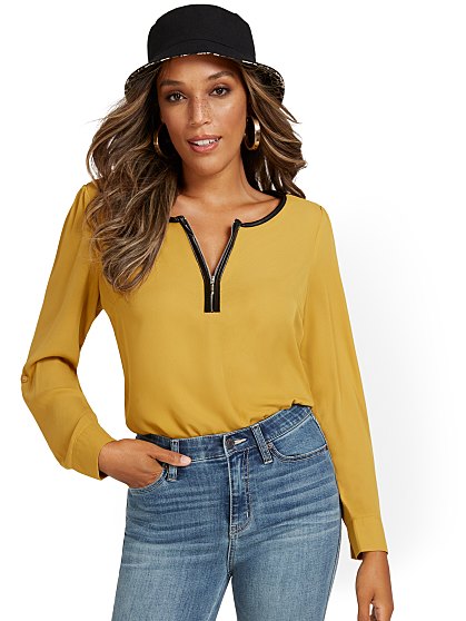 49.95 ZIP FRONT BLOUSE