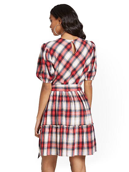 69.95 PUFF SLV PLAID  DRS