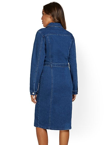 89.95  SEAMED DENIM DRESS